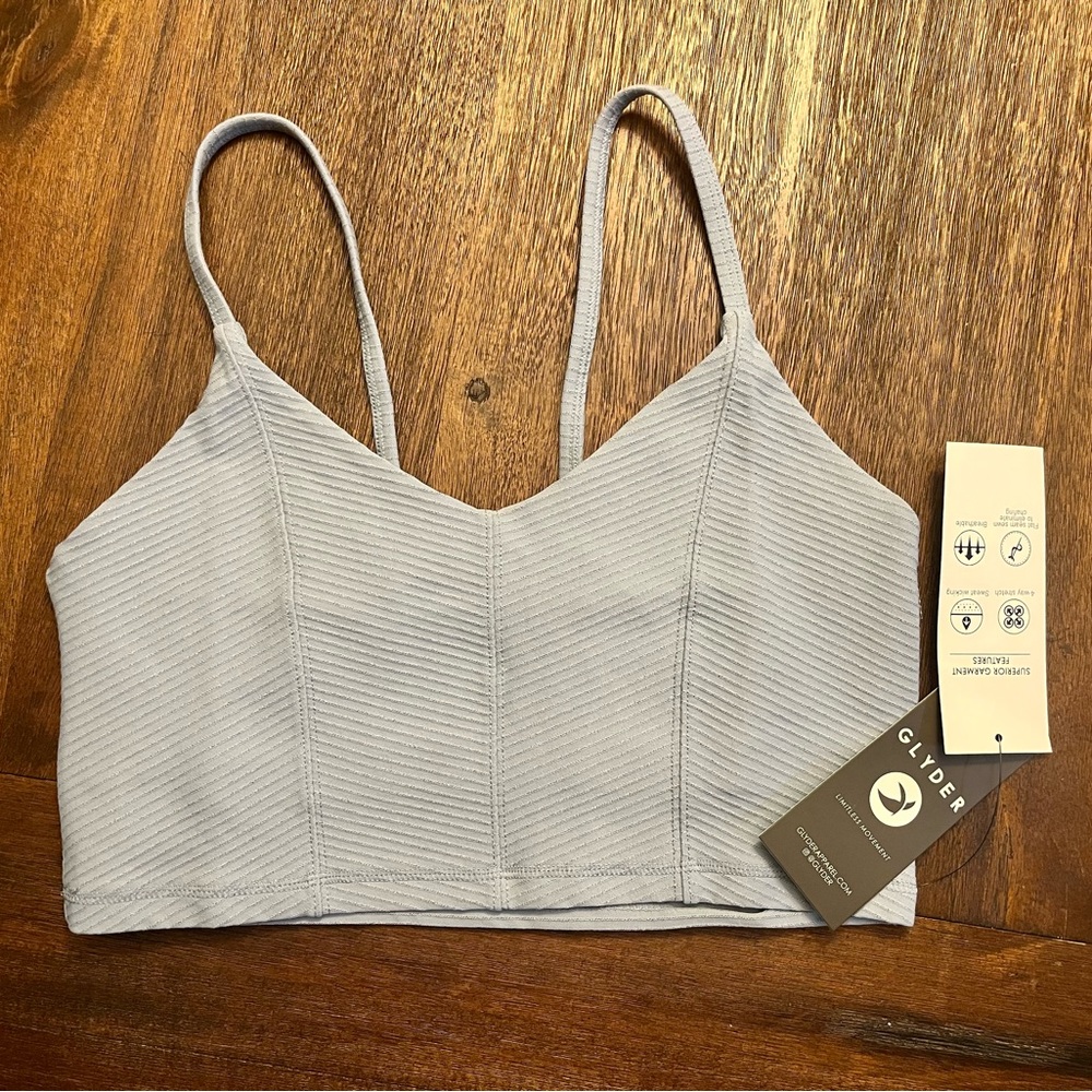 Glyder Light Blue Workout Sports Bra Sz L